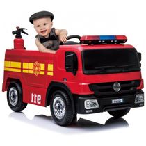 Carro Bombeiro Elétrico Infantil com Controle Remoto e 3 Velocidades, Bateria 12V, TLSUNNY, Vemelho