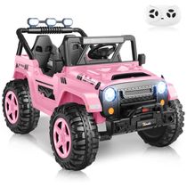 Carro Elétrico Infantil, Jeep com Controle Remoto, 2 Lugares Assento Extra Largo, Rodas com Maior Durabilidade e Luz LED, 24V, Hikole, Rosa Claro