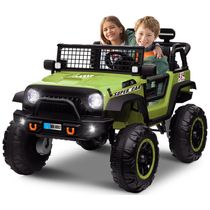 Carro Elétrico Infantil, Jeep com Controle Remoto, Assento de 50 cm, 2 Lugares, Amortecedores, Luz Brilhante e Música, 24V, OTTARO, Verde Exercito