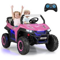 Carro Elétrico Infantil, Jeep com Controle Remoto, 2 Lugares, Suspensão de Mola, Partida Suave, Música via Bluetooth e FM, 12V, Olakids, Rosa