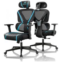 Cadeira de Escritório Gamer Ergonômica com Apoio 3D, EUREKA, Preta e Azul