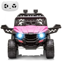 Carro Elétrico Infantil 1 Assento com Suspenção, Luzes LED, Bateria 12V, RCtown, Rosa