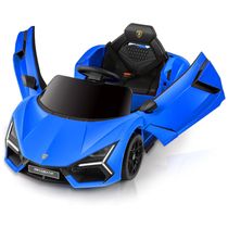 Carro Elétrico Infantil, Lamborghini com Controle Remoto, Porta de Tesoura, MP3 Player, Luz LED e Assento Largo, 12V, ELEMARA, Azul