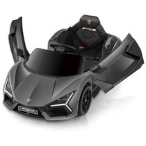 Carro Elétrico Infantil, Lamborghini com Controle Remoto, Porta de Tesoura, MP3 Player, Luz LED e Assento Largo, 12V, ELEMARA, Cinza