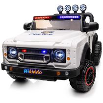 Carro Elétrico Infantil de Polícia 4x4 com Controle Remoto, Luzes LED e Velocidade Máxima de 8 km/h, 24V, Hikiddo, Branco