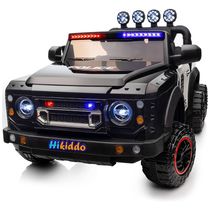 Carro Elétrico Infantil de Polícia 4x4 com Controle Remoto, Luzes LED e Velocidade Máxima de 8 km/h, 24V, Hikiddo, Preto