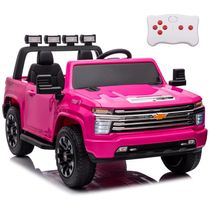 Carro Elétrico Infantil, Chevrolet Silverado com Controle Remoto, 2 Lugares, Luzes, Música e Pneus EVA, 24V, NEWQIDA, Rosa