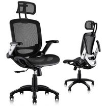 Cadeira de Escritório Reclinável Ajustável Ergonômica Giratória, GABRYLLY PF 01, Preto