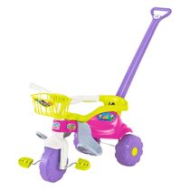 Triciclo Motoca Infantil C/ Empurrador Festa Rosa Magic Toys