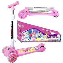 Patinete das Princesas Ajuste Altura 3 Rodas Luz Freio Até 45kg