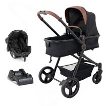 Carrinho Ivy Trio Black com Bebê Conforto e Base Galzerano