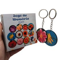 Jogo da Memória Flores Floral Redondo Divertido + Chaveiro Especial