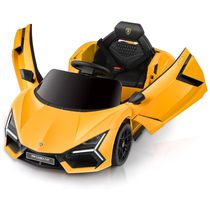 Carro Elétrico Infantil, Lamborghini com Controle Remoto, Porta de Tesoura, MP3 Player, Luz LED e Assento Largo, 12V, ELEMARA, Amarelo