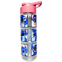 Garrafa Squeeze Plástico Stitch Tampa E Alça Infantil 700ML