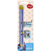 Kit Escolar Disney Stitch 2 Lápis Borracha e Apontador Molin