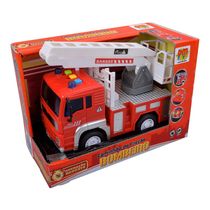 Carro Fricção Caminhão de Bombeiro com Elevador Luz Som DM Toys