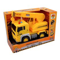 Carrinho Fricção Caminhão de Construção Guindaste com Luz e Som DM Toys