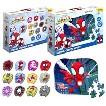 Kit 2 Jogos Educativos Spidey Jogo da Memória 24pçs e Quebra Cabeça Infantil 60 Pçs