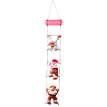 Enfeite Papai Noel Rosa Pendurado Escada Feliz Natal 107 cm