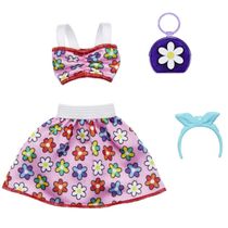 Barbie Roupas e Acessórios Conjunto Top Saia Floral Tiara Bolsa HJT21 Mattel