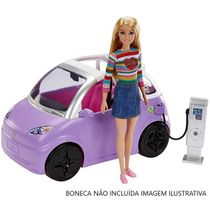 Carro da Barbie Veículo Elétrico Roxo Dois lugares Pluge Teto Solar e Conversível HJV36 Mattel