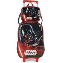 Kit Mochila de Rodinhas Lancheira Luxcel Star Wars Vermelho