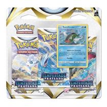 Kit de Cartas Pokemon Blister Triplo Tempestade Prateada 3 Pacotes + 1 Carta