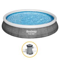 Piscina Inflável Fast Set 7.340 Litros Rattan com Filtro 220v Bestway