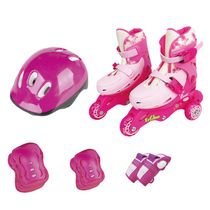 Patins Triline com Kit Proteção Rosa Tamanho 30 a0 33 Ajustável  Fenix