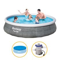 Piscina Inflável Fast Set 7.340 Litros Rattan com Filtro 220v e Capa Bestway