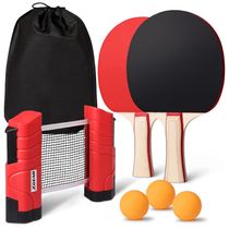 Kit de Ping Pong com Mesa Portátil, 2 Raquetes, 3 Bolas, XGEAR, Preto