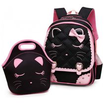 Mochila Escolar Infantil Efree Impermeável com Bolsa de Passeio para Crianças, Gatinho Preto