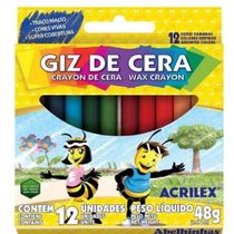 Giz de Cera COMUM 12 Cores - Acrilex