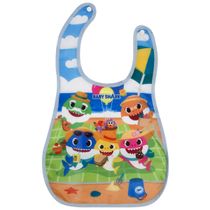 Babador Infantil Com Botão e Bolso Coletor Para Bebê Baby Shark BabyGo