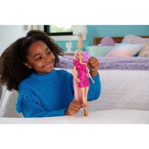 Barbie Totally Hair Vestido Rosa e Cabelo Neon - Mattel