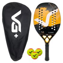 Kit Raquete de Beach Tennis Classic Full Carbon com 3 Bolas e Bolsa de Transporte VG Plus