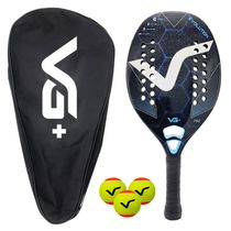 Kit com Raquete de Beach Tennis Evolution Kevlar Carbon com 3 Bolas e 1 Bolsa de Transporte Vg Plus