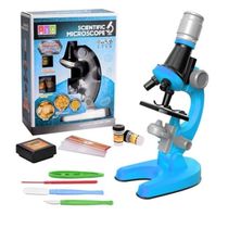 MICROSCOPIO INFANTIL DIDATICO COMPLETO COM LENTE E LED LABORATORIO AUMENTO 100X 400X 1200X