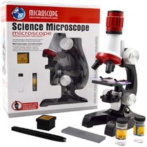 KIT MICROSCOPIO ESTUDANTIL 100X 400X 1200X COM LED E ACESSORIOS LABORATORIO INFANTIL