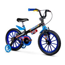 Bicicleta Infantil Aro 16 Com Rodinhas De Treinamento Nathor Bike Criança Menino Tech Boys Com Garrafinha