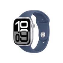 Apple Watch Series 10 (GPS 42 mm) Caixa Prateada em Alumínio com Pulseira Esportiva Azul (Denim)