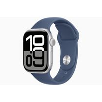 Apple Watch Series 10 (GPS 46 mm) Caixa Prateada em Alumínio com Pulseira Esportiva Azul (Denim)