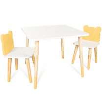 Kit Mesa e 2 Cadeirinhas Urso Amarelo Infantil MDF