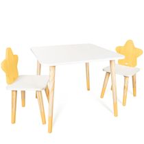 Kit Mesa e 2 Cadeirinhas Estrela Amarelo Infantil MDF