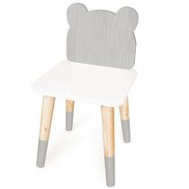 Cadeira Cadeirinha Urso Cinza Infantil de Madeira MDF