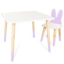 Kit Mesa e Cadeirinha Coelho Lilas Infantil MDF