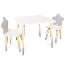 Kit Mesa 2 Cadeirinhas Estrela Cinza Infantil MDF