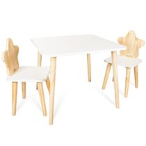 Kit Mesa e 2 Cadeiras Pinus Estrelinha Infantil MDF