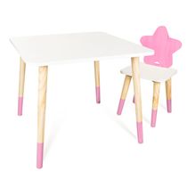 Kit Mesa e Cadeirinha Estrela Rosa Infantil MDF