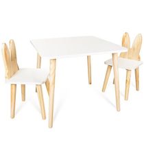 Kit Mesa e 2 Cadeirinhas Coelho Pinus Infantil MDF